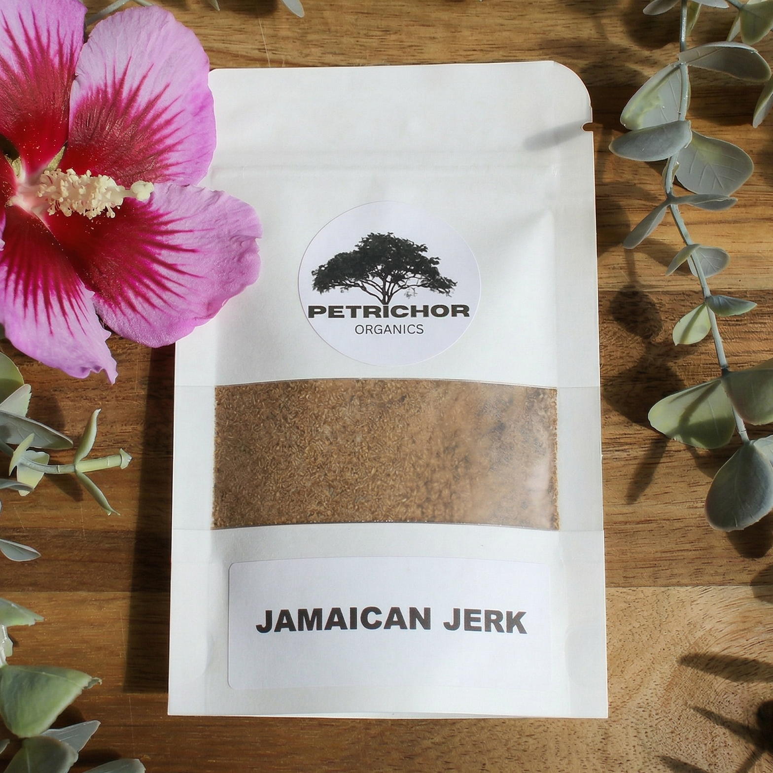Petrichor Organics Jamaican Jerk seasoning packet.